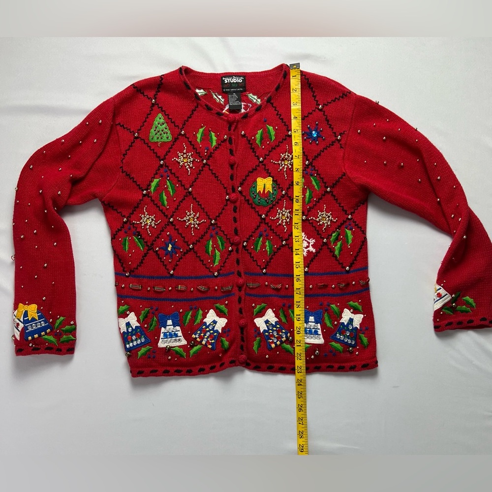 Designers Original Studio Christmas Holiday Sweater Cardigan - Picture 10 of 15